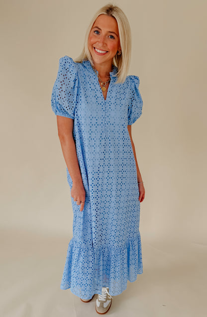 ONE &amp; DONE EYELET MIDI DRESS
