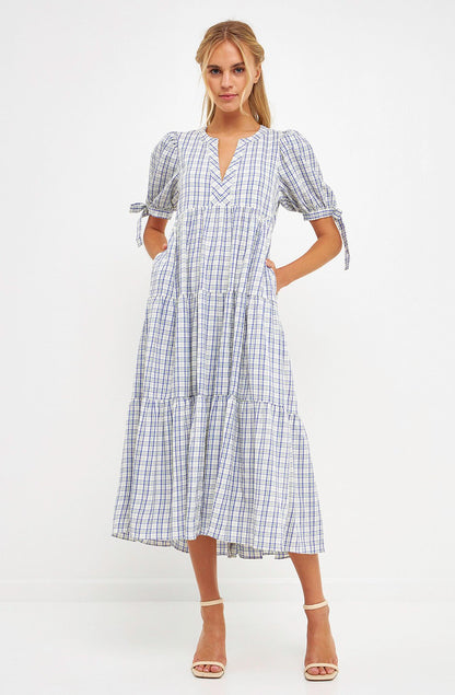 PLAID REPUTATION MIDI DRESS
