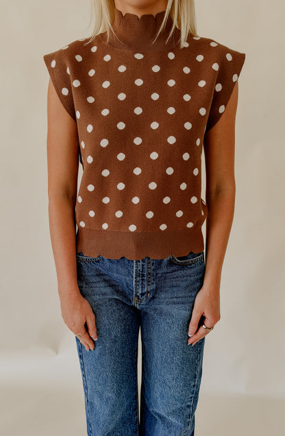 DOTTED SCALLOPED SWEATER TANK