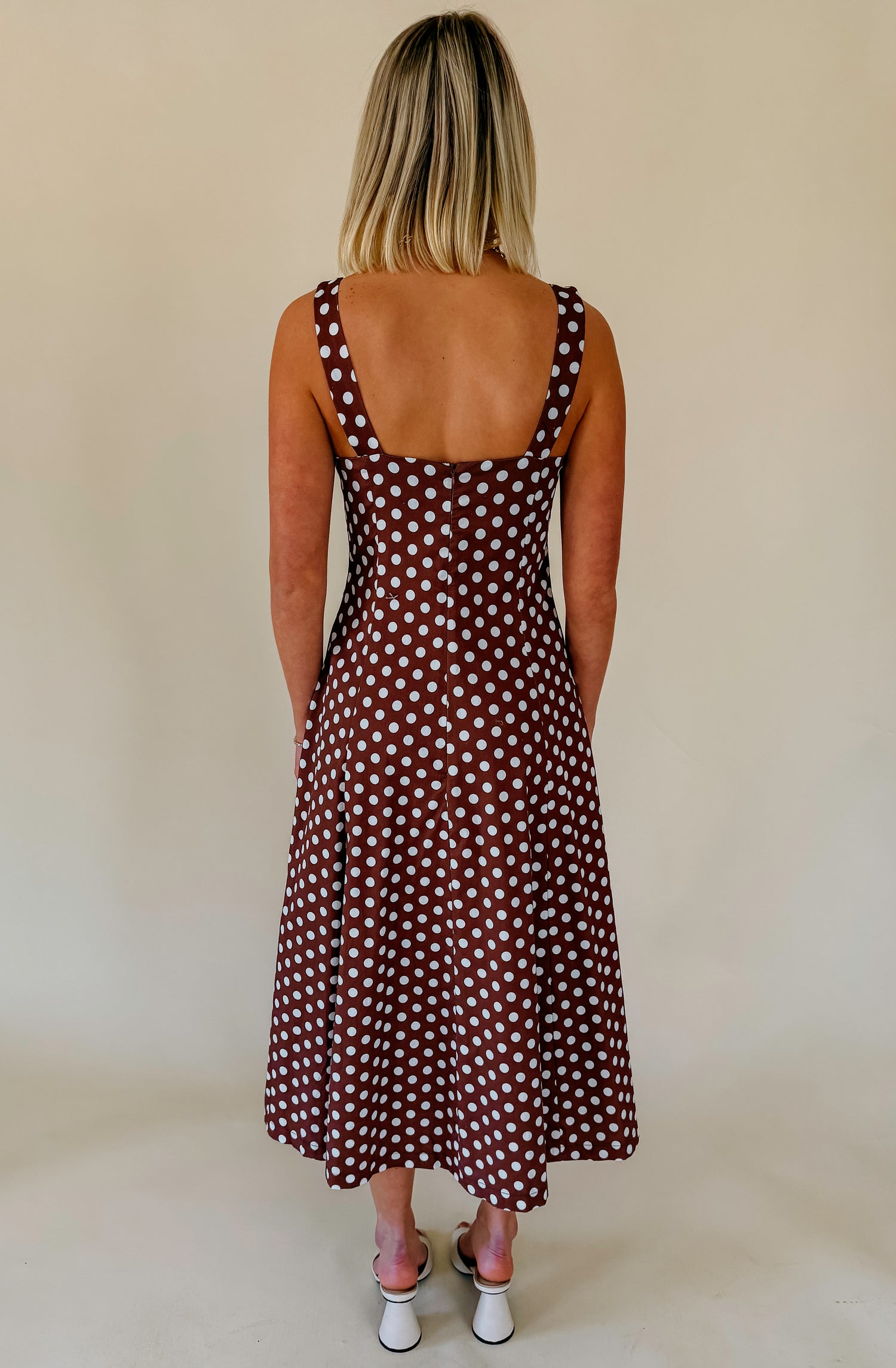 ON THE DOTTED LINE MIDI DRESS