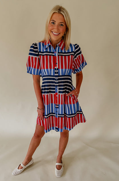 SET SAIL BUTTONED MINI DRESS