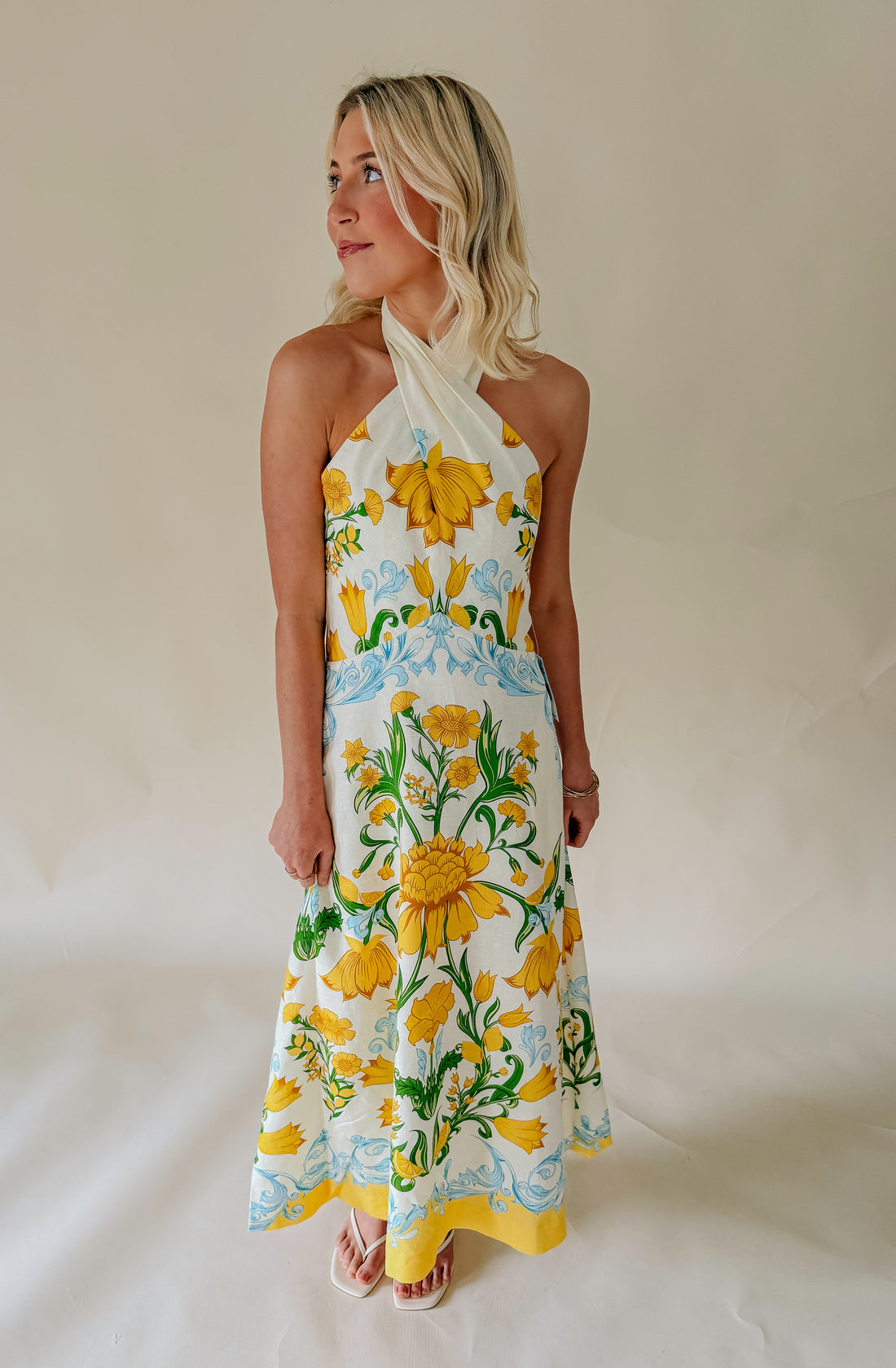 MESTIZA COPACABANA HALTER MIDI DRESS