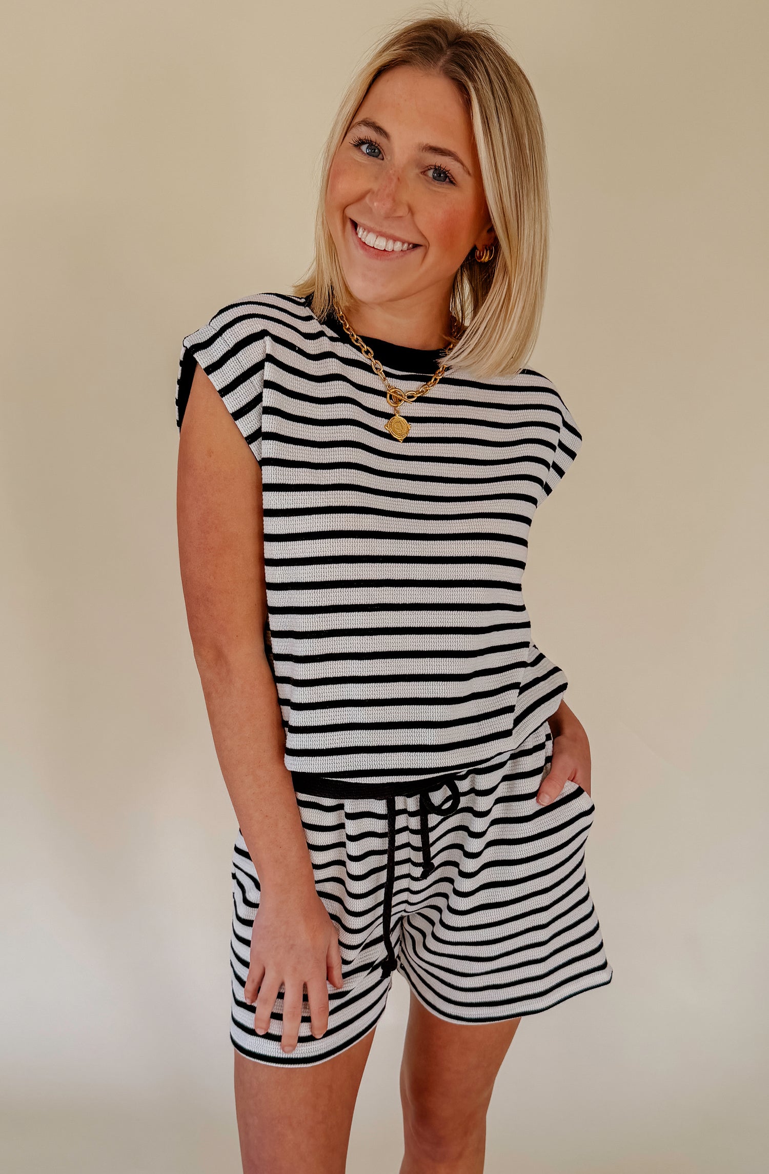 GOING WITH THE FLOW STRIPED TOP