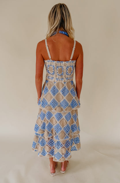 CROCHET DREAMS CONTRAST MIDI DRESS