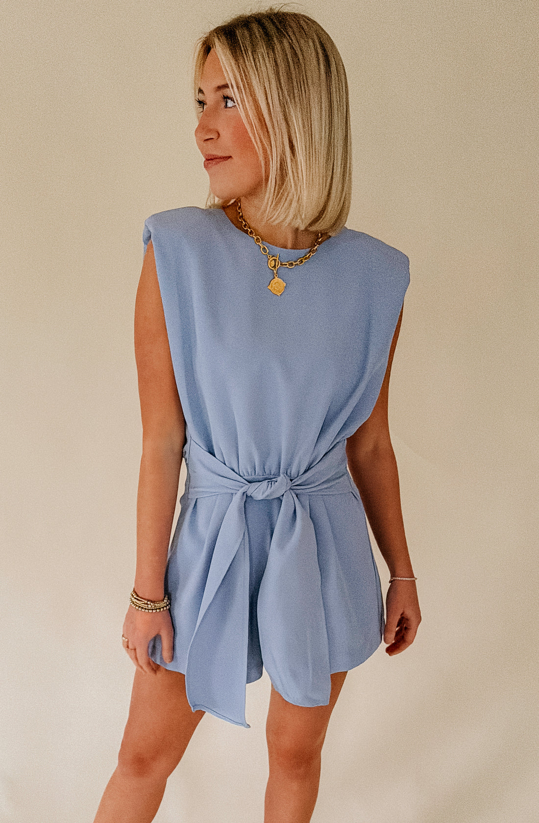 SOMETHING BLUE TIE ROMPER