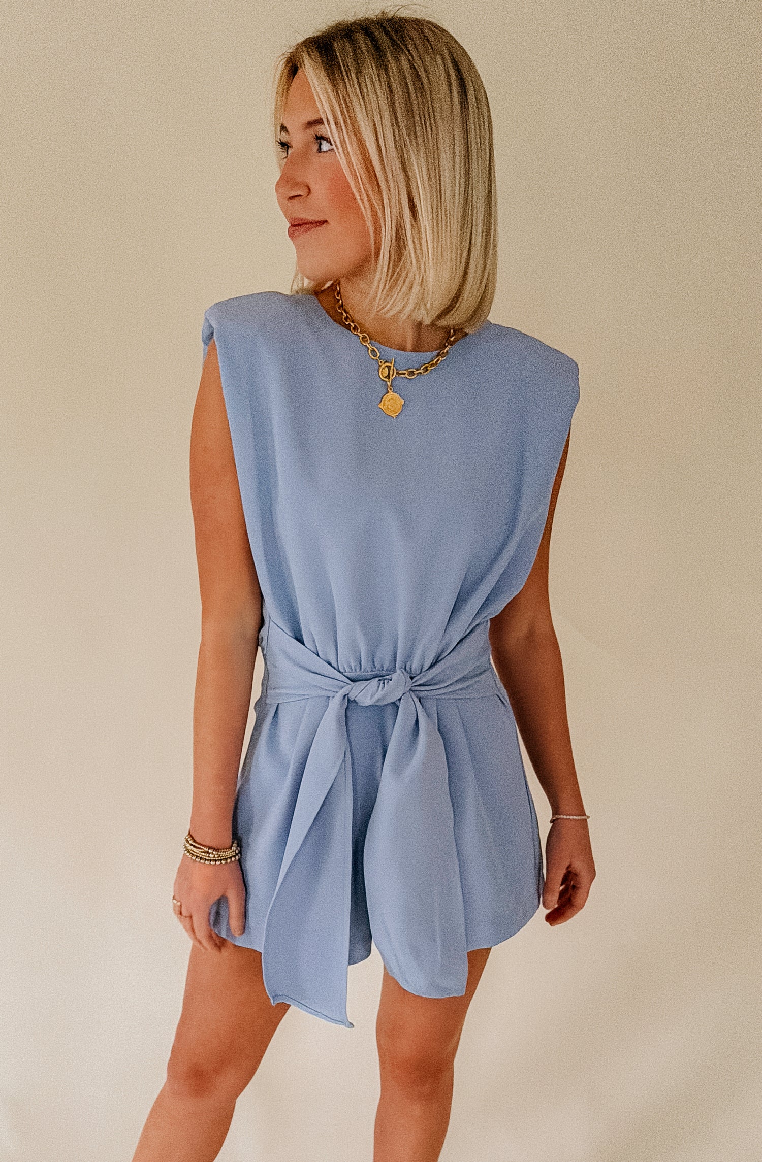 SOMETHING BLUE TIE ROMPER