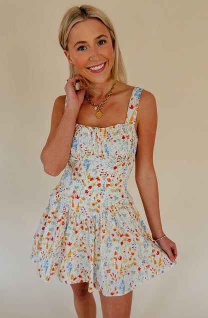 THERE SHE GOES FLORAL MINI DRESS