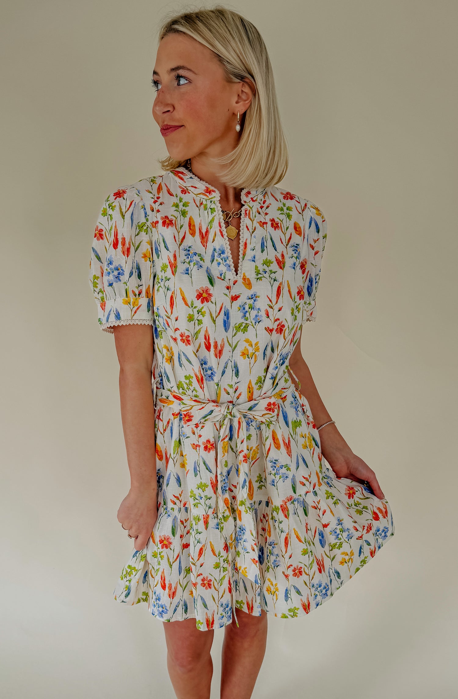 COLOR POP FLORAL MINI DRESS