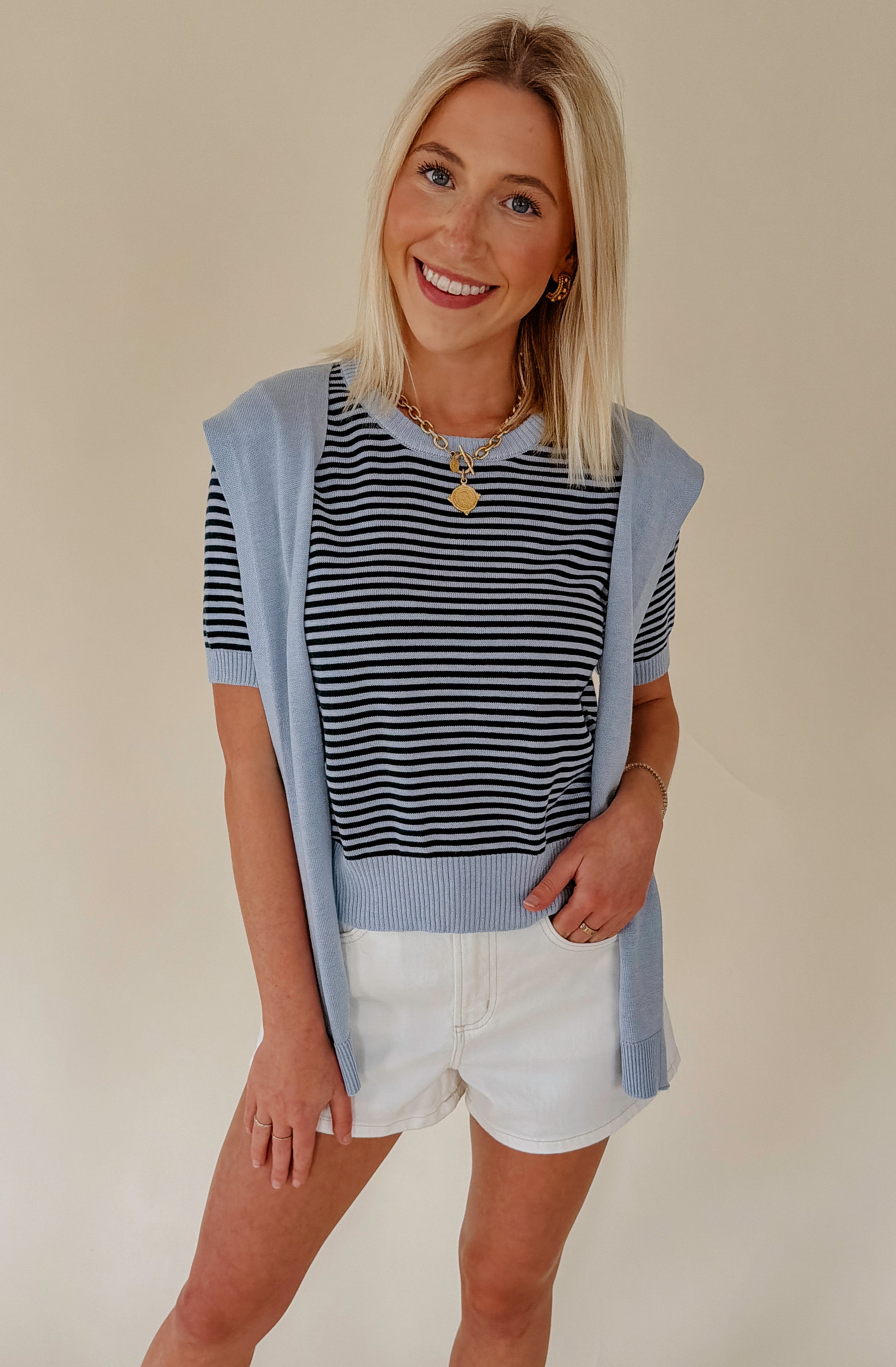 DOUBLE TROUBLE LAYERED LIGHT SWEATER TOP