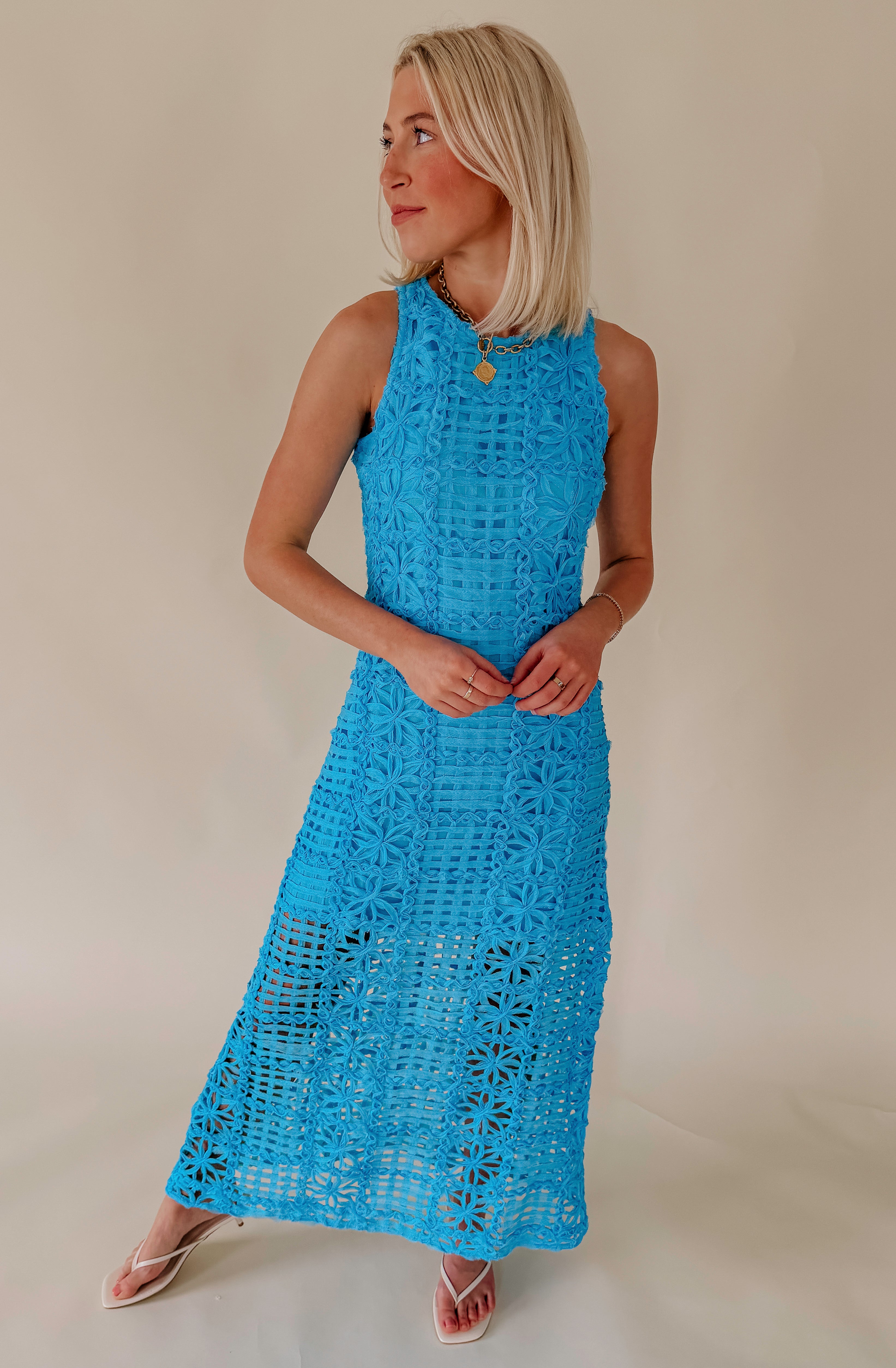 THE ODETTE TEXTURED MIDI DRESS