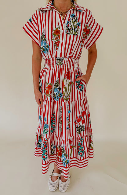 PUERTO RICO COLLARED MIDI DRESS