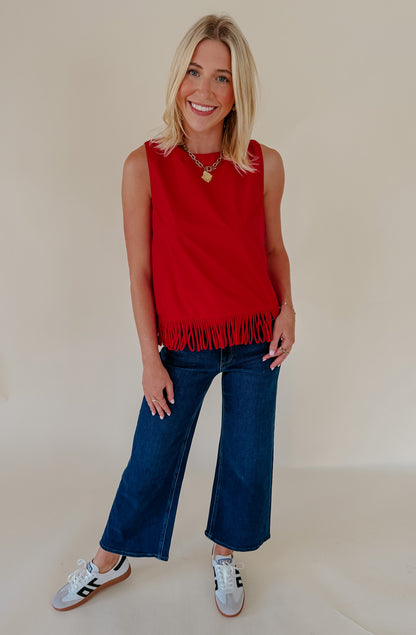 RUFFLE SOME FEATHERS FRINGE BLOUSE