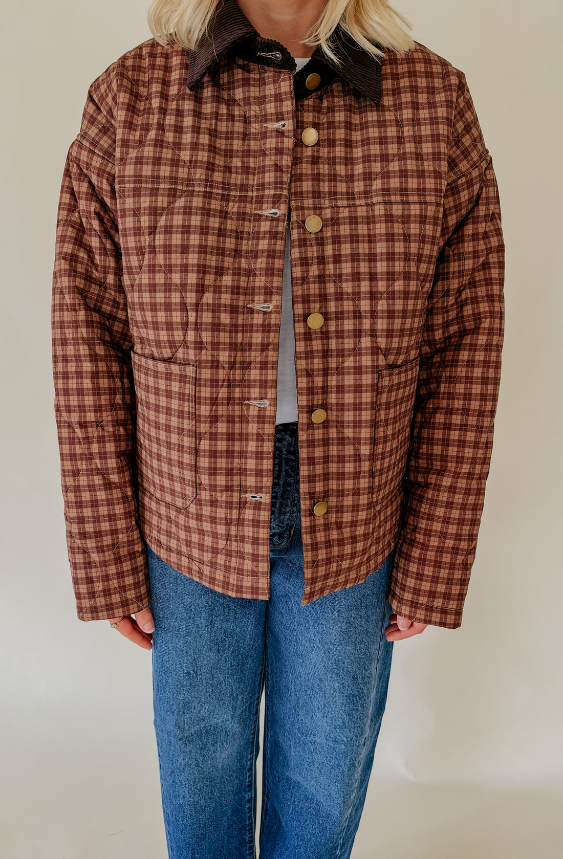 FALL PLAID QUILTED OVERSIZED JACKET