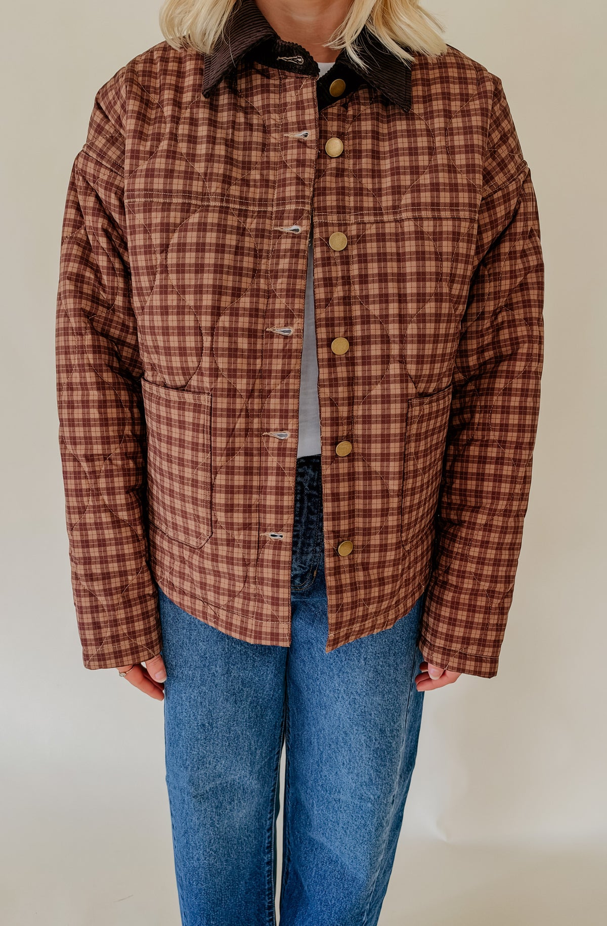 FALL PLAID QUILTED OVERSIZED JACKET