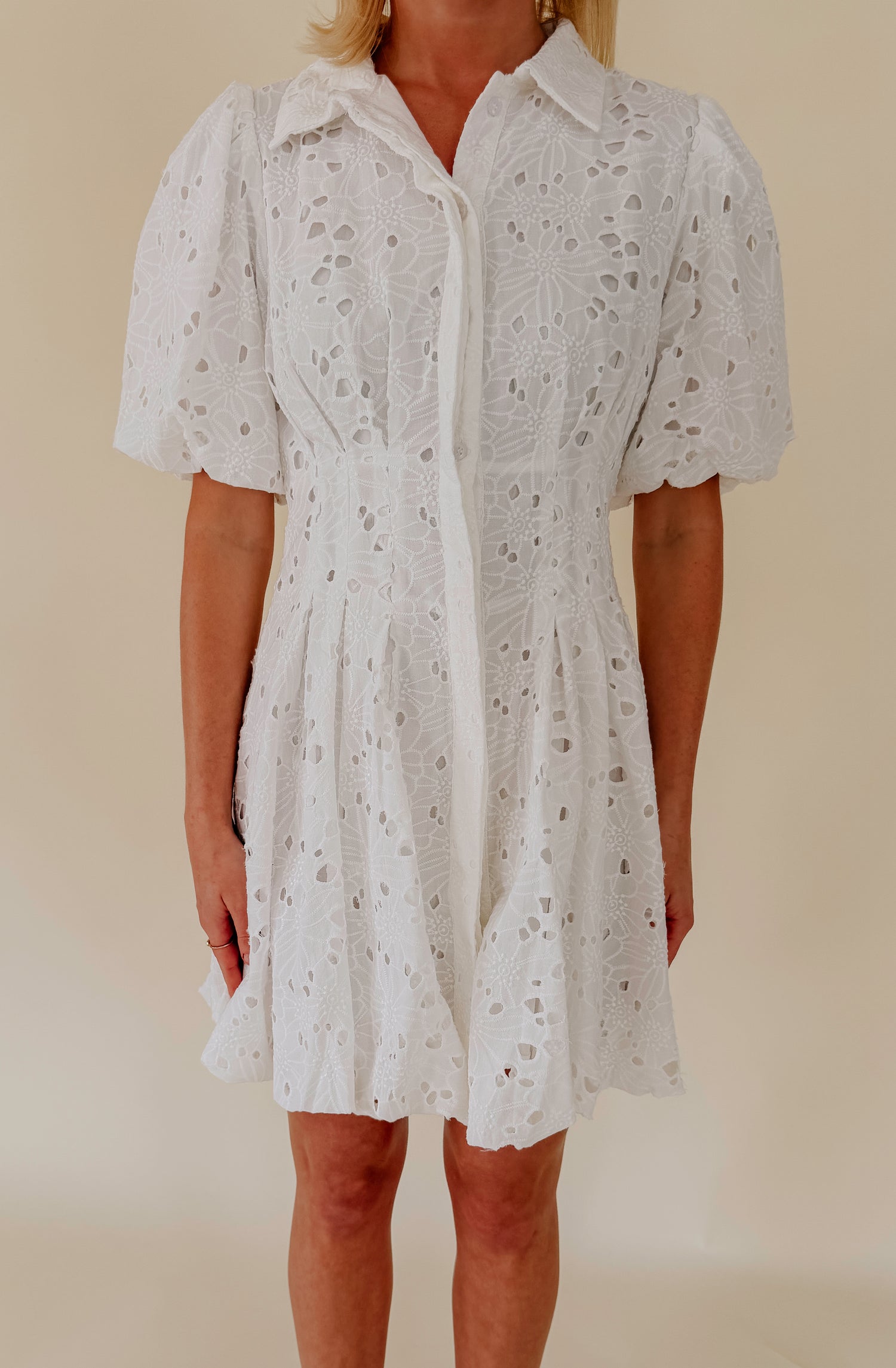 THE BLANCHE EYELET MINI DRESS