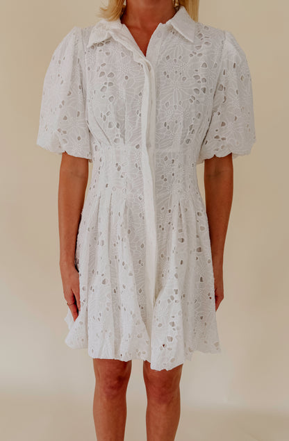 THE BLANCHE EYELET MINI DRESS