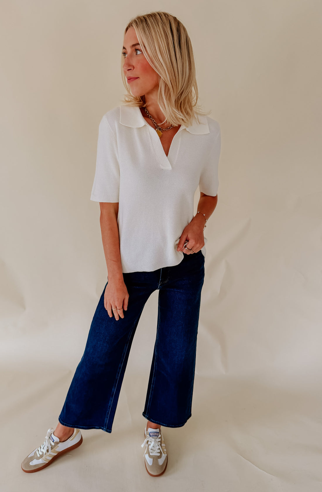 THE WREN KNIT POLO TOP