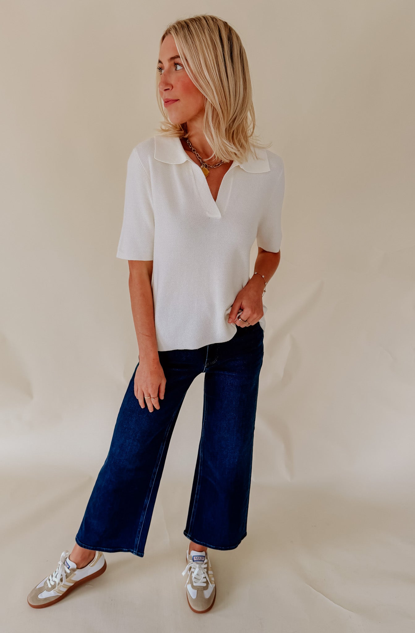 THE WREN KNIT POLO TOP