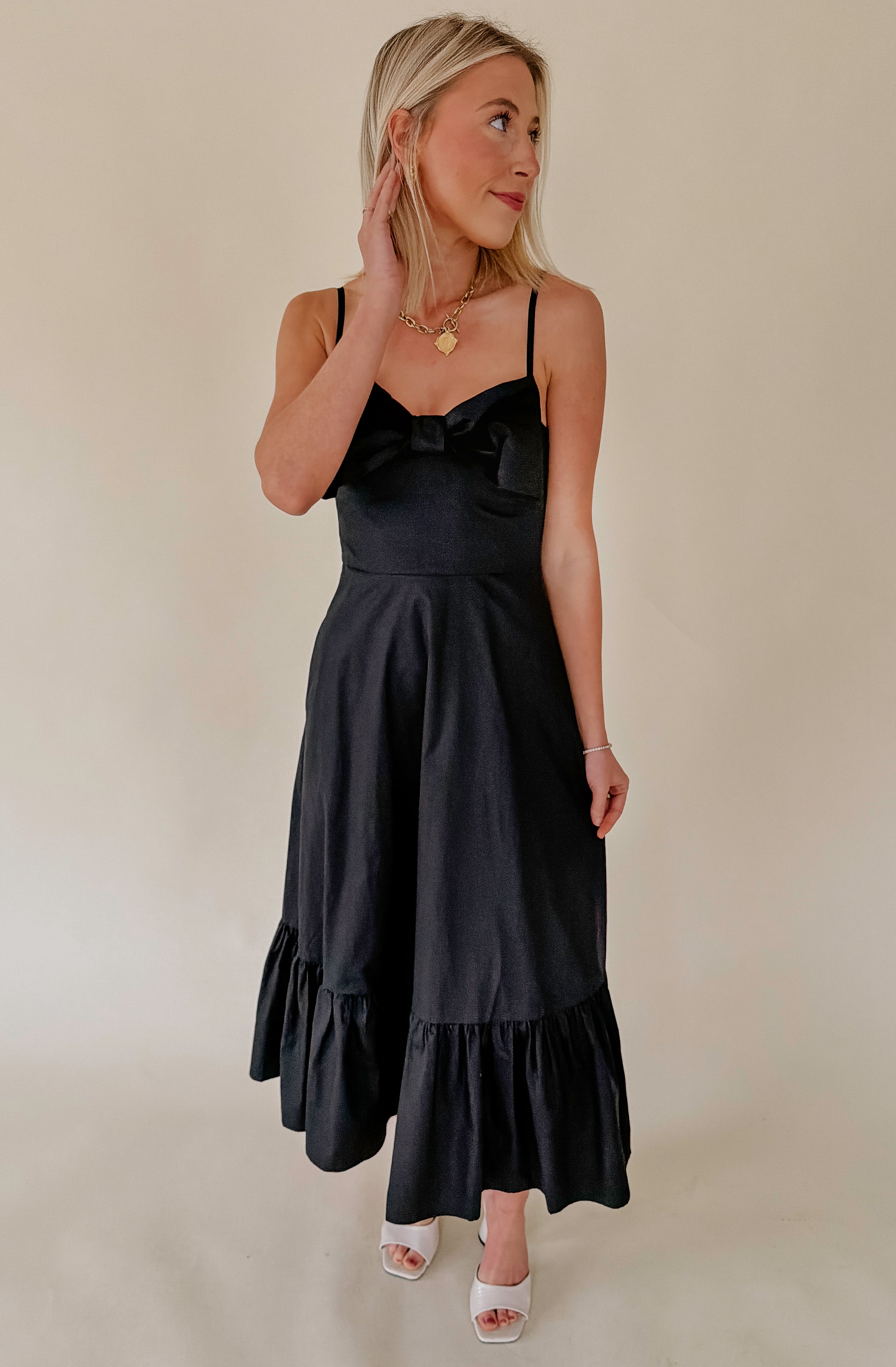 BOW FRONT MIDI DRESS