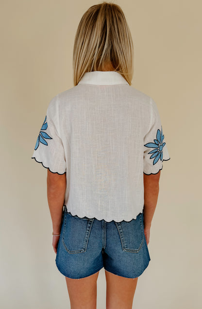 BEST DAY EMBROIDERED TOP