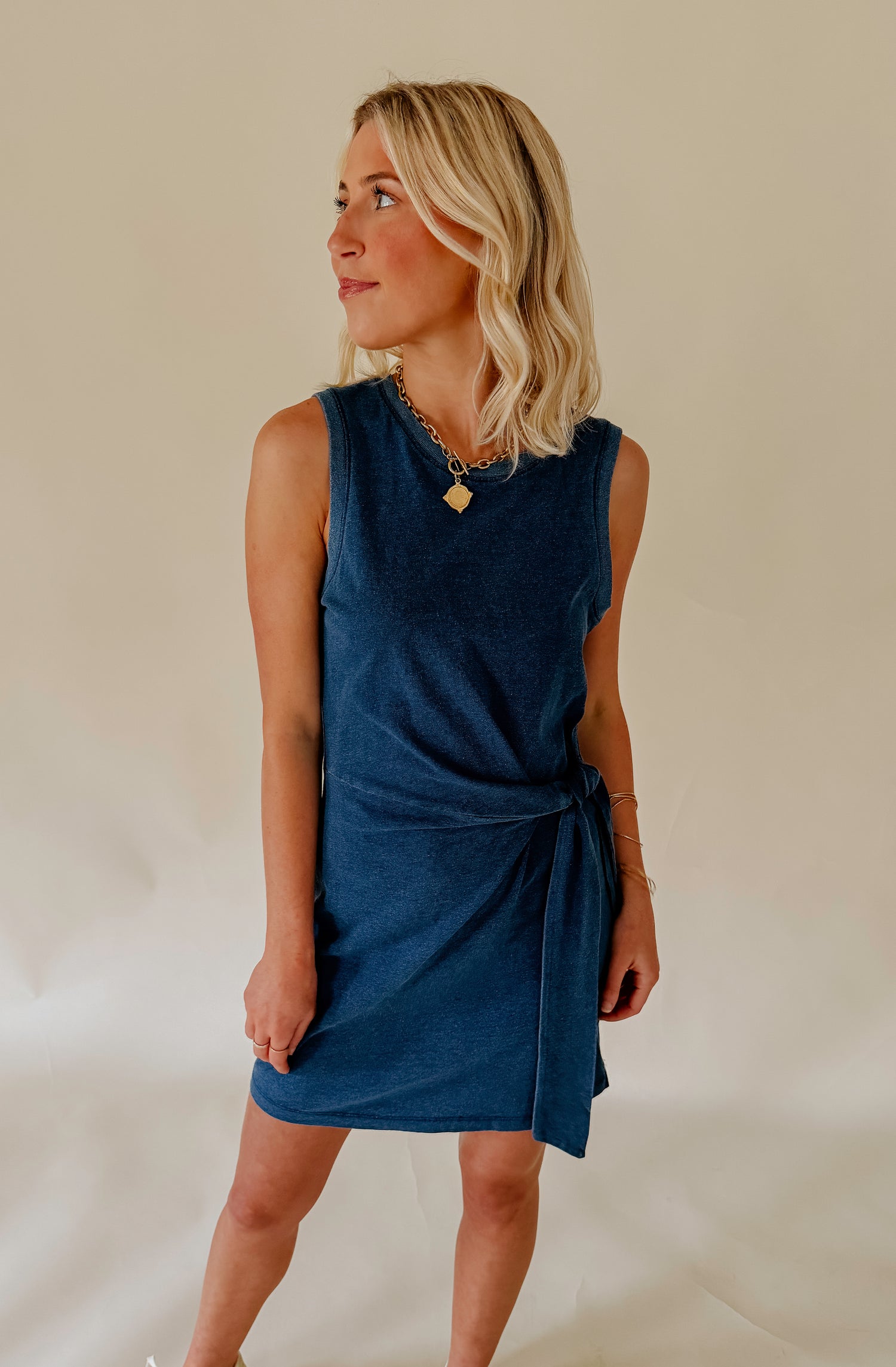 Z Supply Mattie Jersey Denim Mini Dress XS