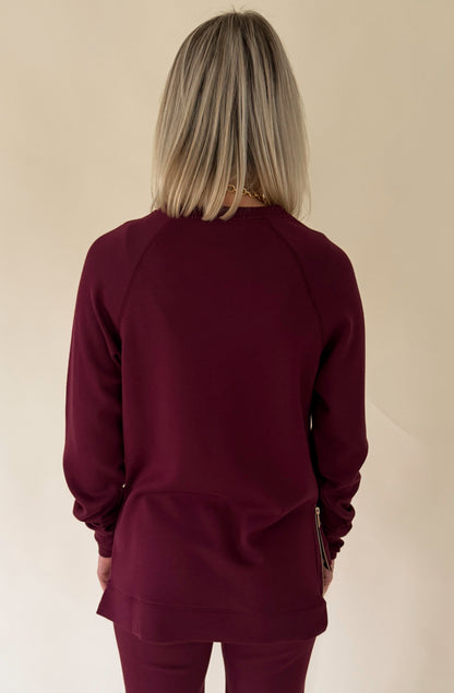 SOFTIES DREAMTECH CREW TUNIC WITH SIDE ZIP AND FLOOD PANT