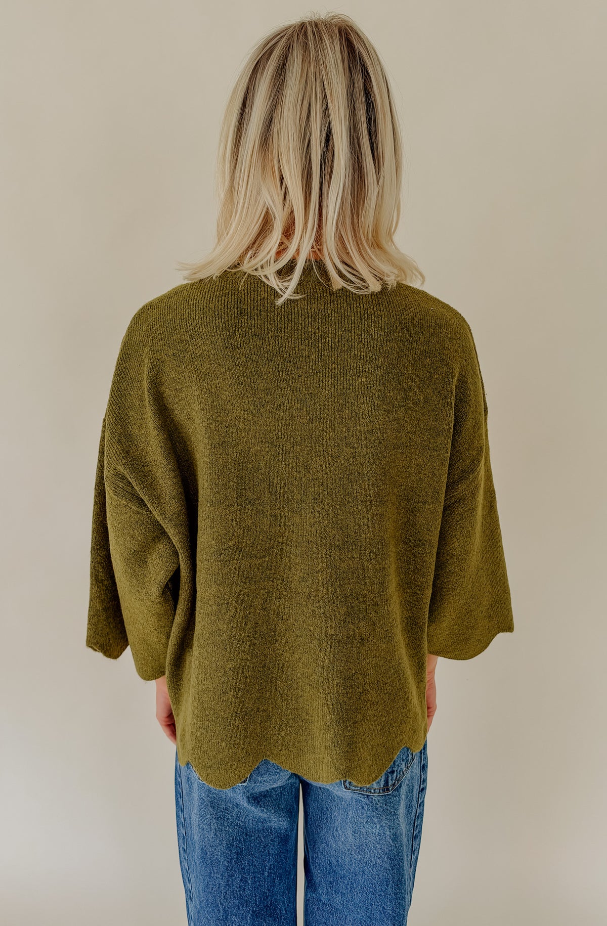 ON THE EDGE SCALLOPED SWEATER