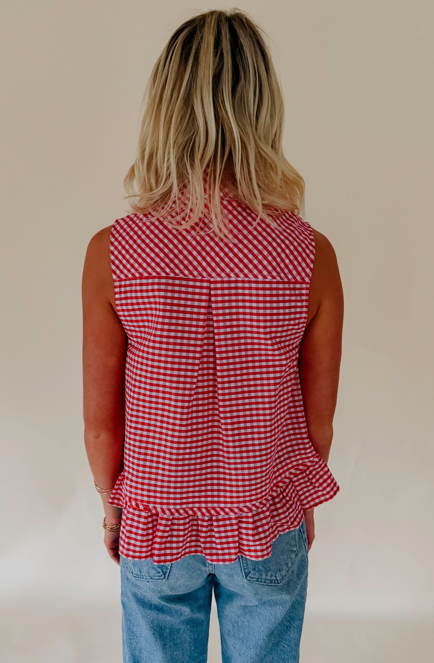 TIE BREAKER GINGHAM TOP