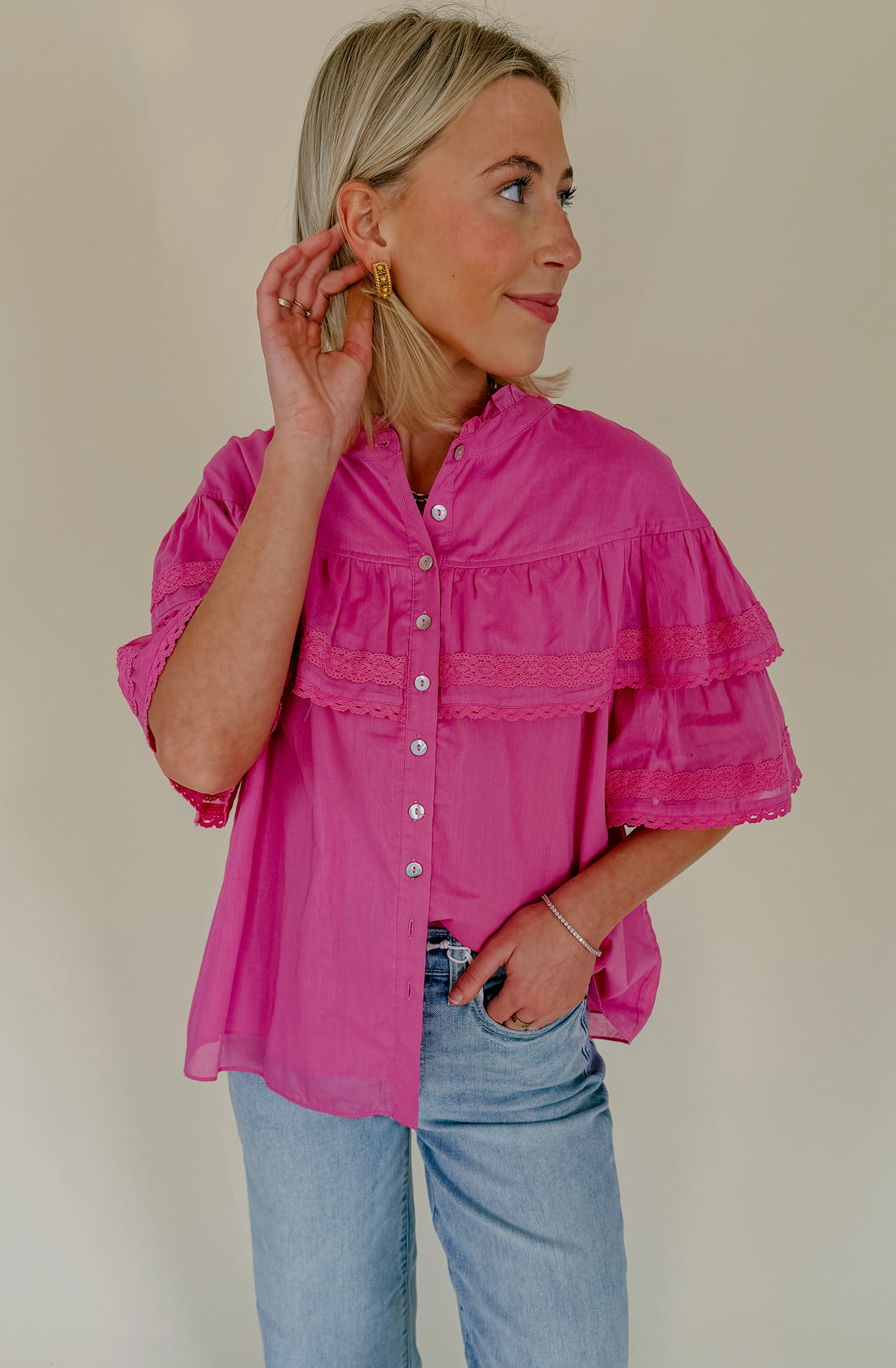 BRUNCH TIME BUTTONED BLOUSE