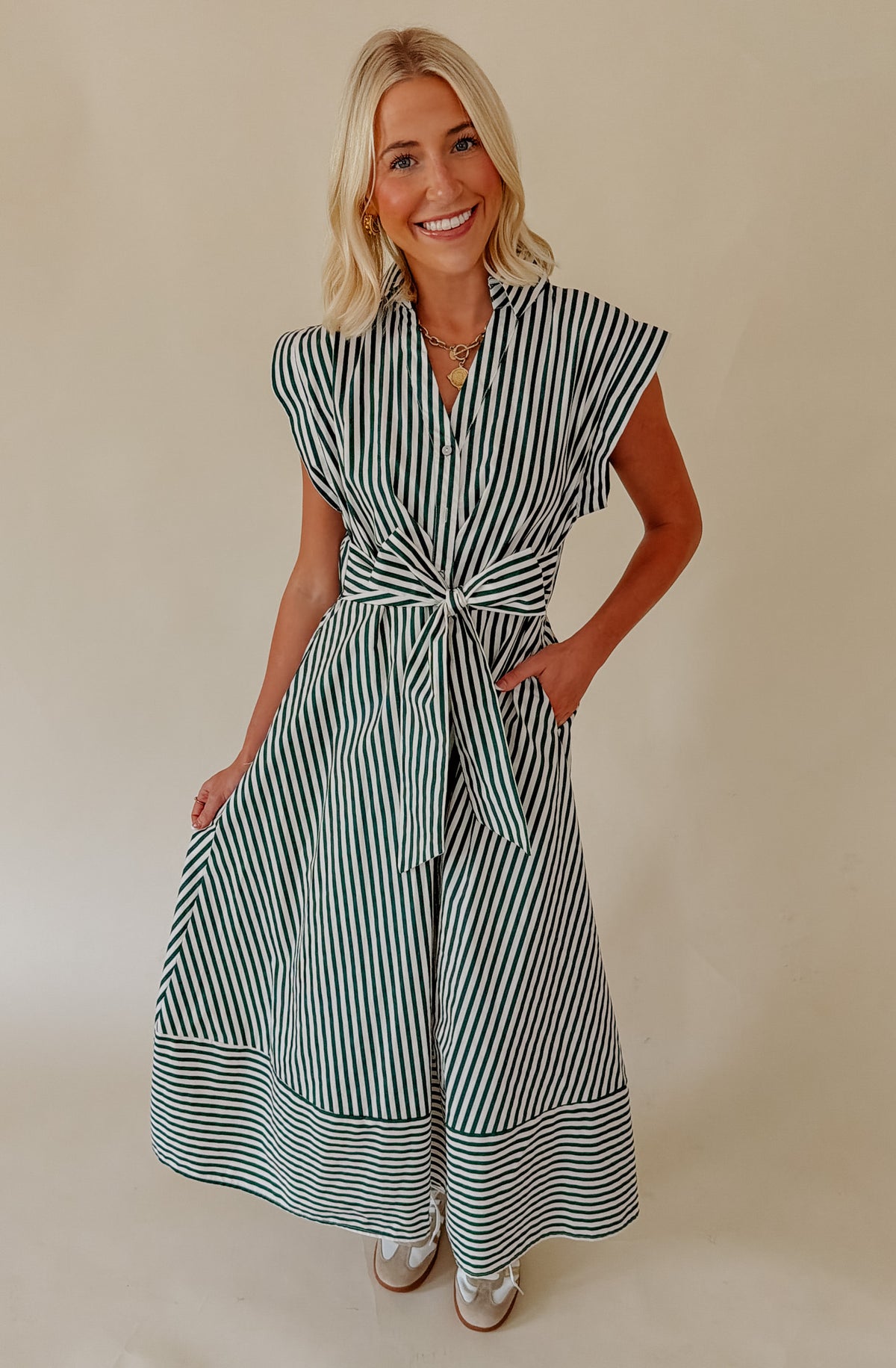 THE JANE STRIPED MIDI DRESS