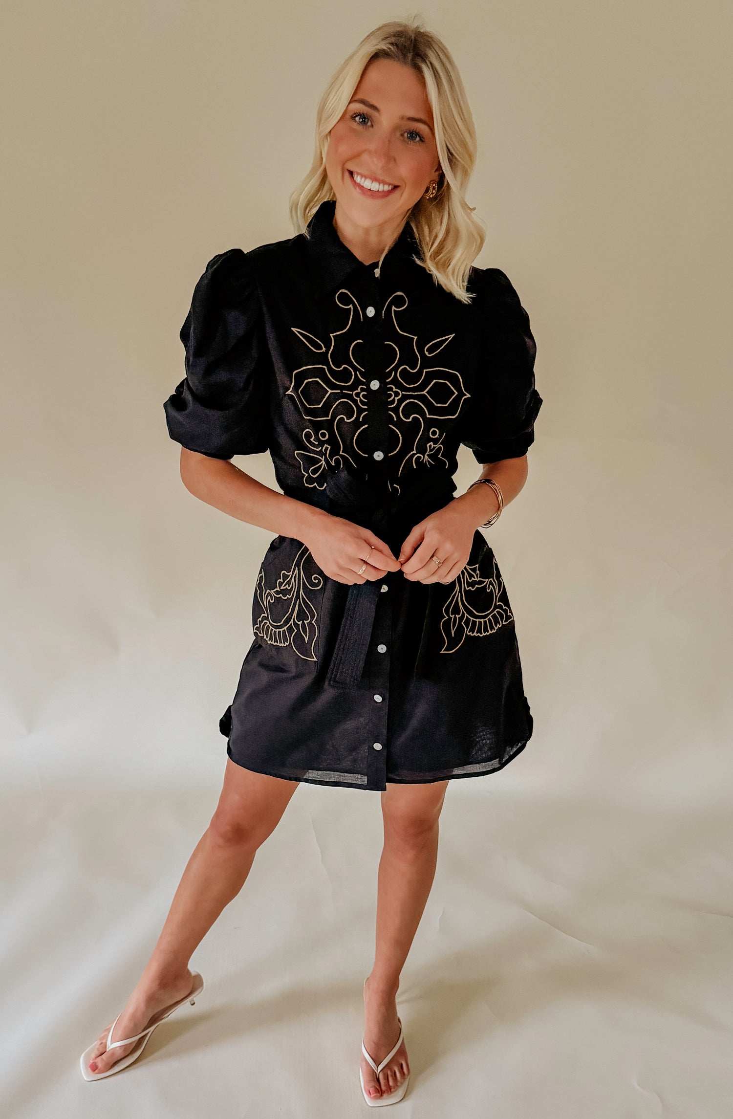 CIEBON LUCY EMBROIDERED MINI DRESS