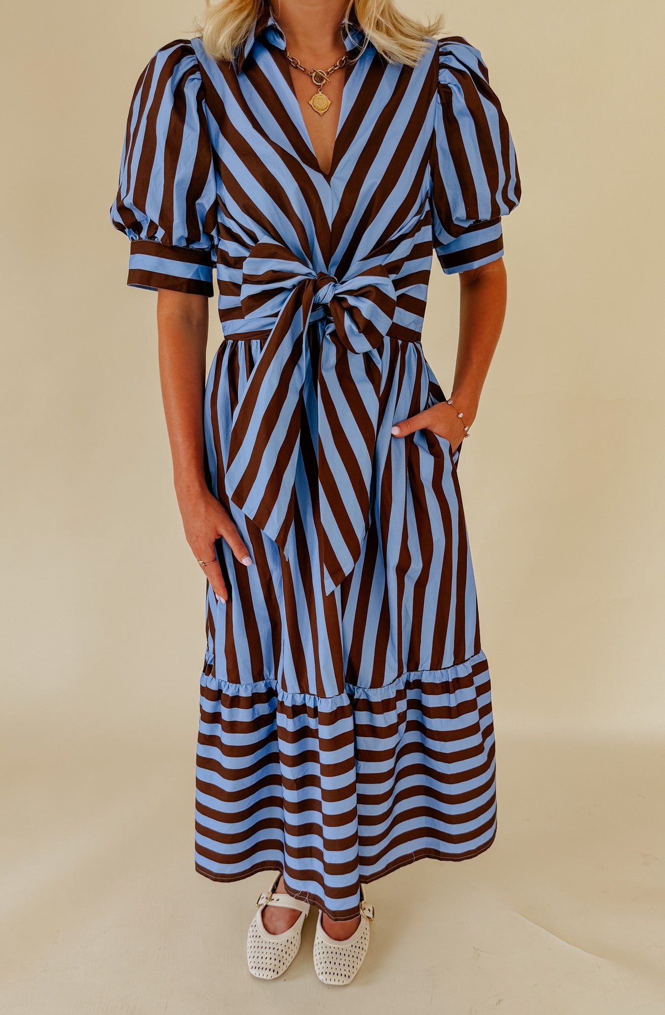 THE OLIVIA STRIPED MIDI DRESS