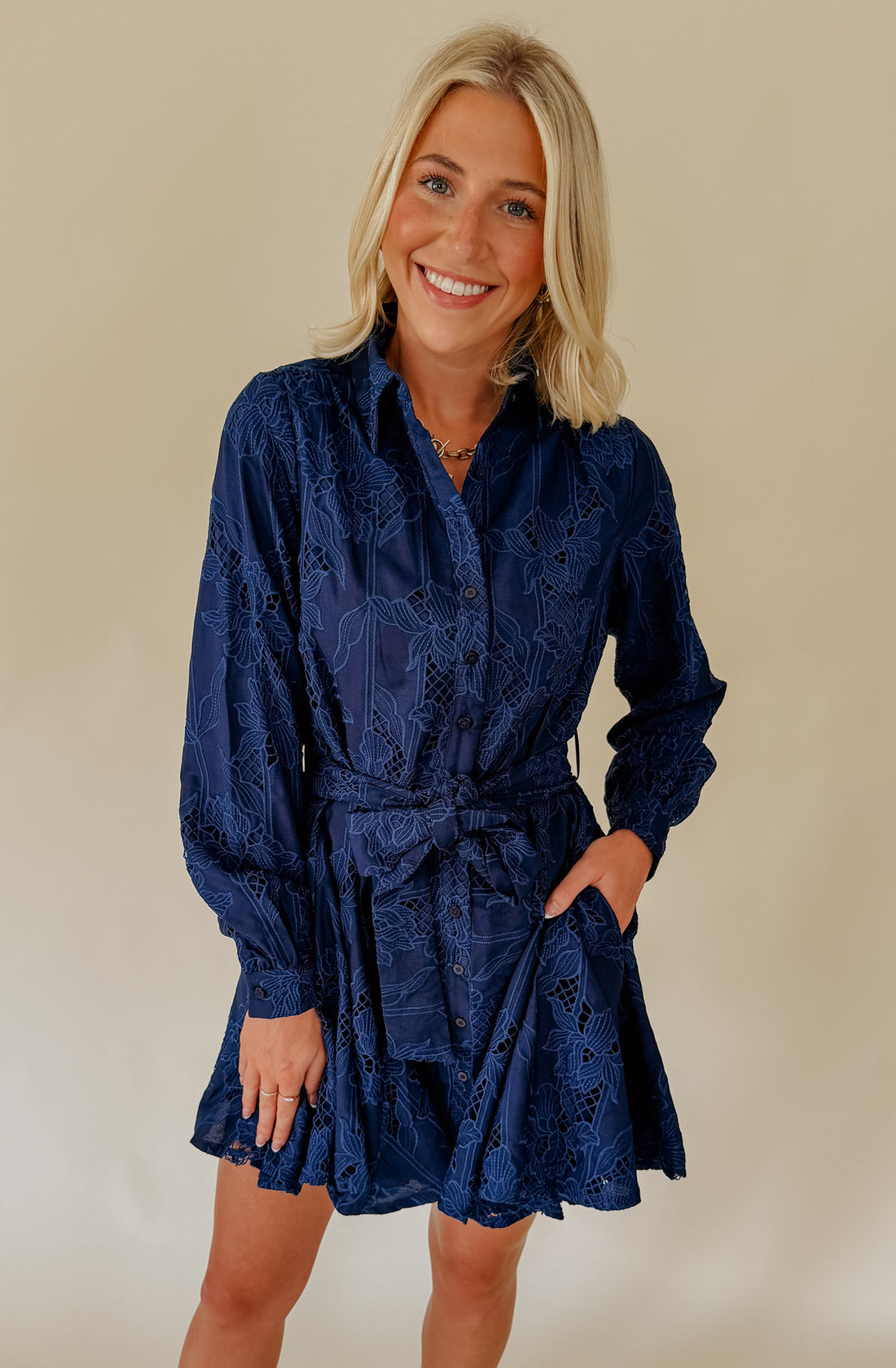 CIEBON SERENA EMBROIDERED MINI DRESS