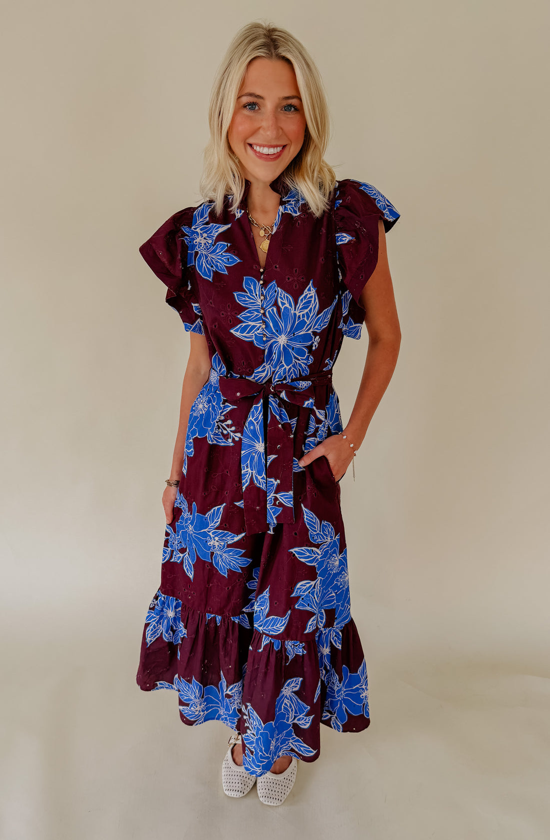 WINE &amp; BLOOM MIDI DRESS