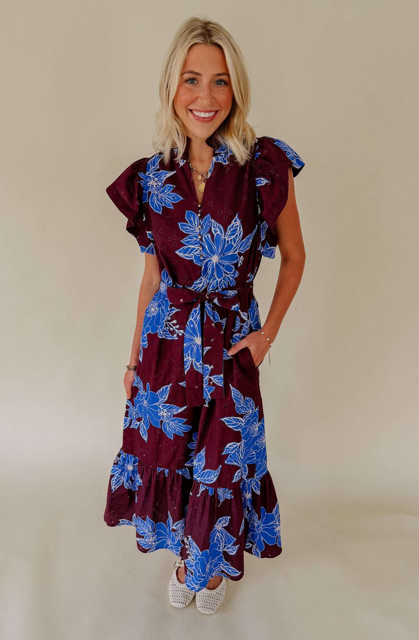 WINE &amp; BLOOM MIDI DRESS