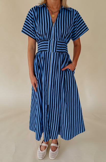SAIL AWAY STRIPED MIDI DRESS