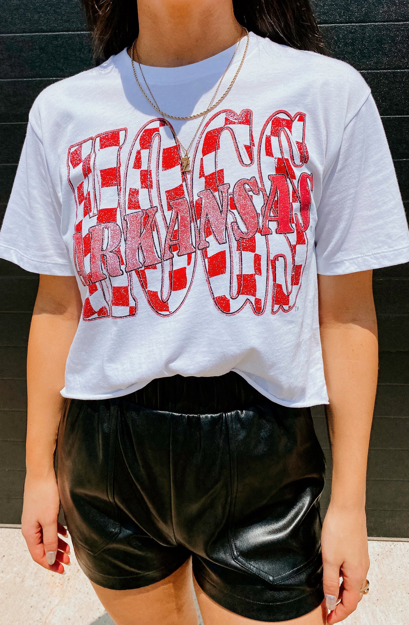 HOGS CHECK CROPPED TEE
