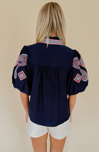 SAILED AWAY EMBROIDERED BLOUSE