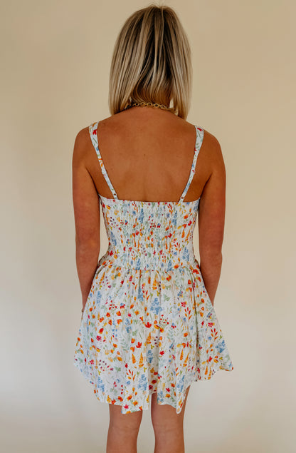 THERE SHE GOES FLORAL MINI DRESS