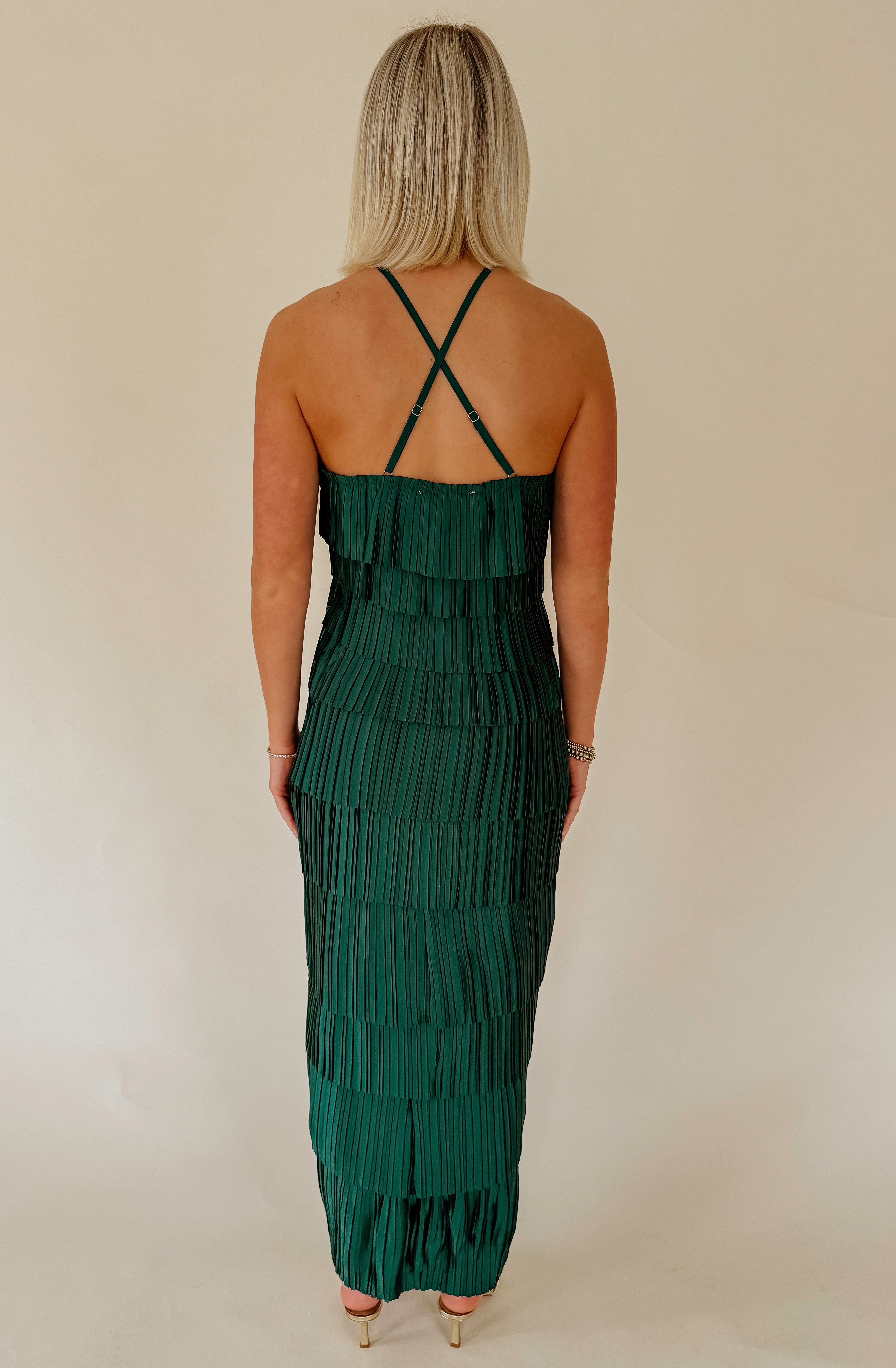 PLEATS AND THANK YOU HALTER DRESS