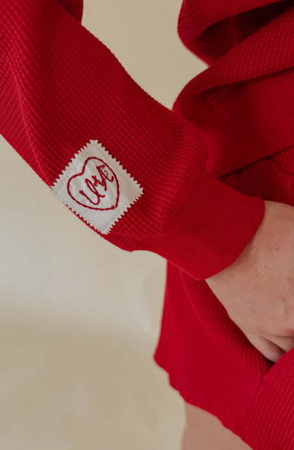 HOGS EMBROIDRED WAFFLE HENLEY