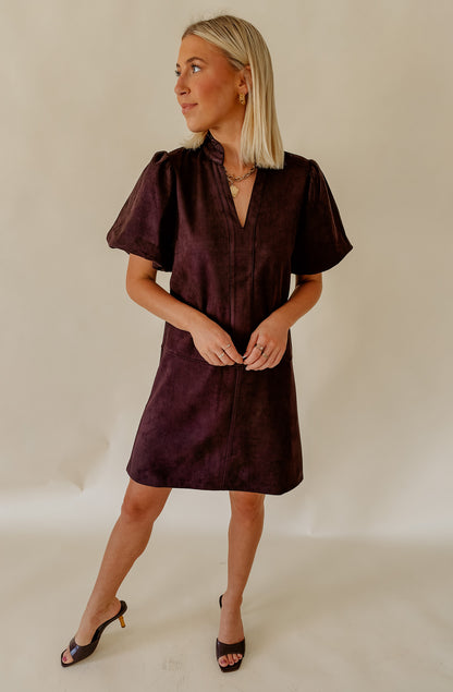 THE LENA FAUX SUEDE SHIFT DRESS