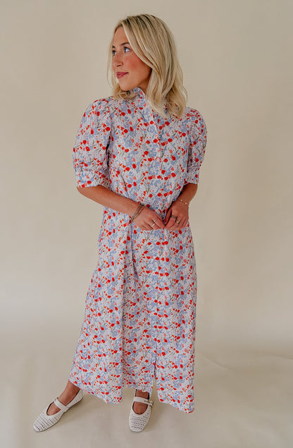 GARDEN ROMANCE SHIFT MIDI DRESS
