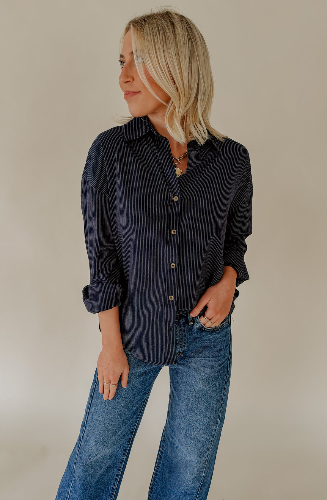 ON THE REGULAR STRIPED BUTTON DOWN