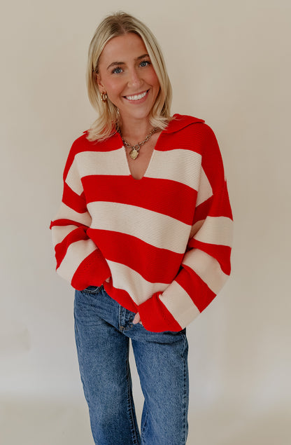 STRIPED COLLARED SWEATER