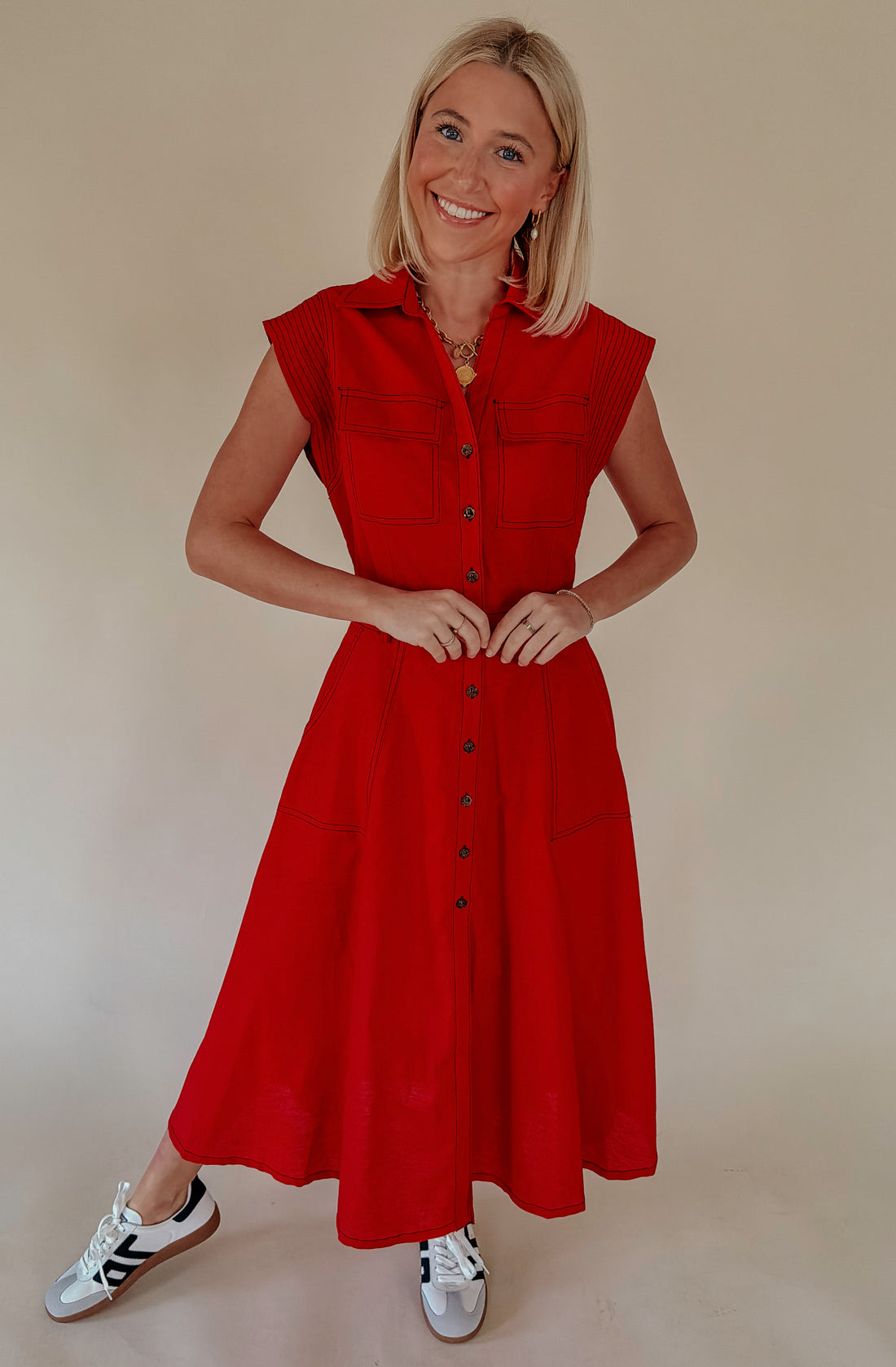 STITCHED TO PERFECTION MIDI DRESS