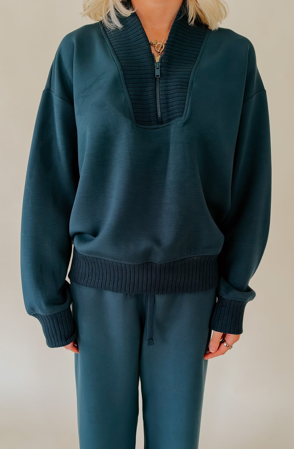 LIGHT AS AIR MODAL RIB QUARTER ZIP JACKET