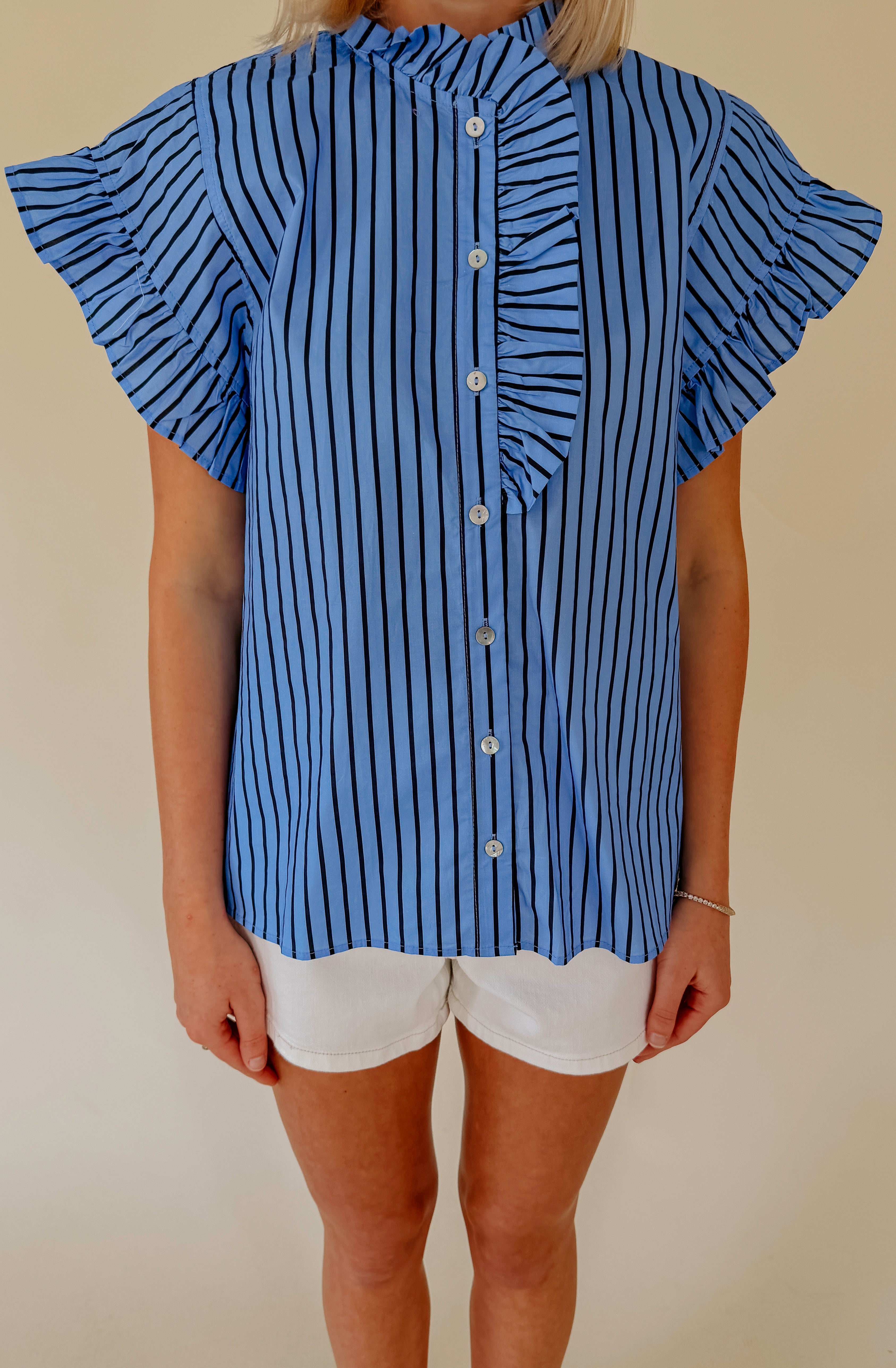 HEART SET STRIPED BLOUSE