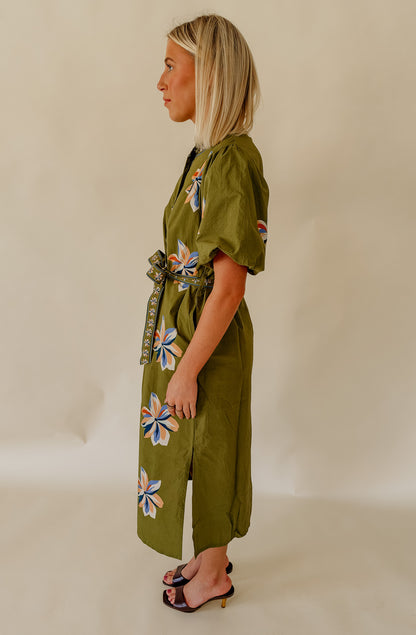 DRAGONFLY PRINTED MIDI DRESS