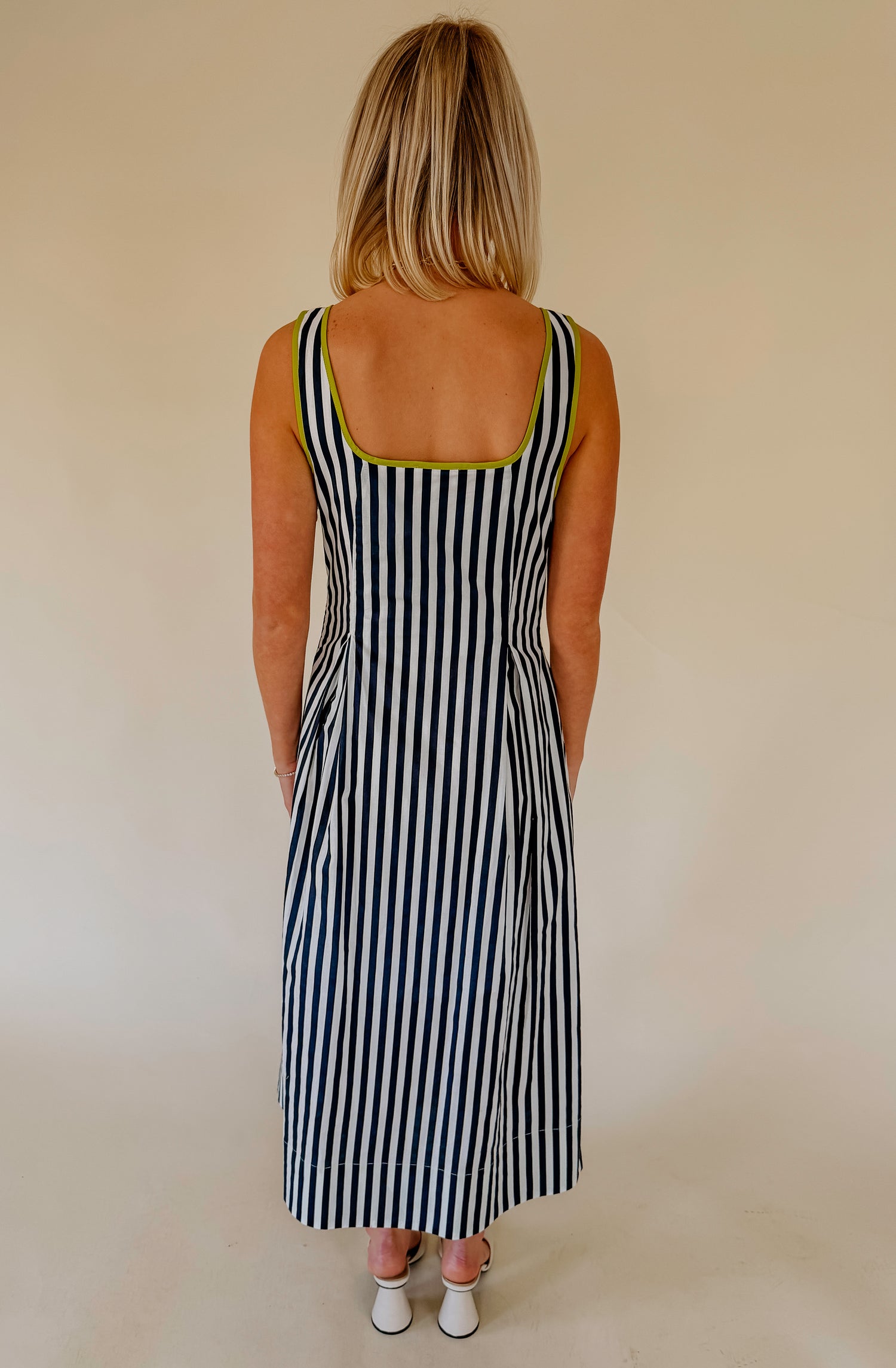 HEADING OUT STRIPED MIDI DRESS